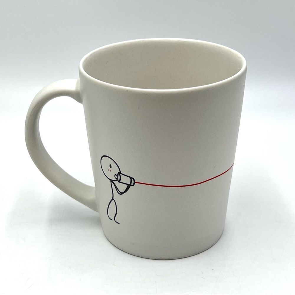 Human Touch Cup Mug Telephone Love Heart Message Stick Figure Art Valentine